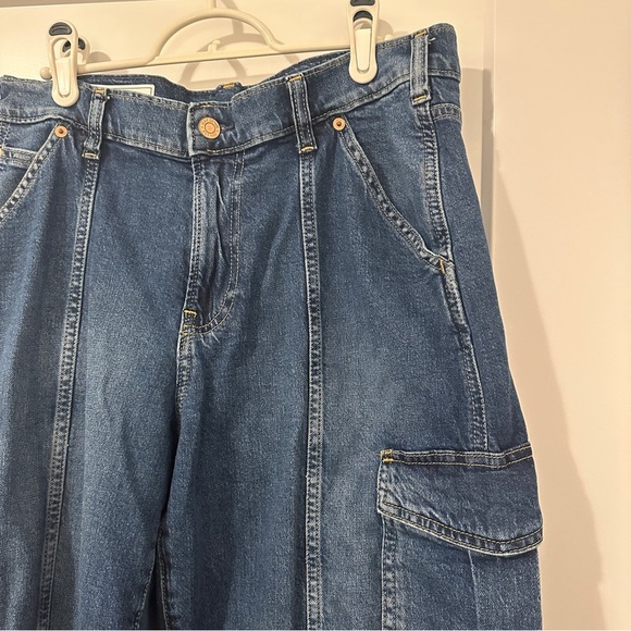 Gap ‘90’s Loose Fit Cargo Mid Rise Blue Denim Jeans Waist 30 Petite Women’s - Picture 6 of 13
